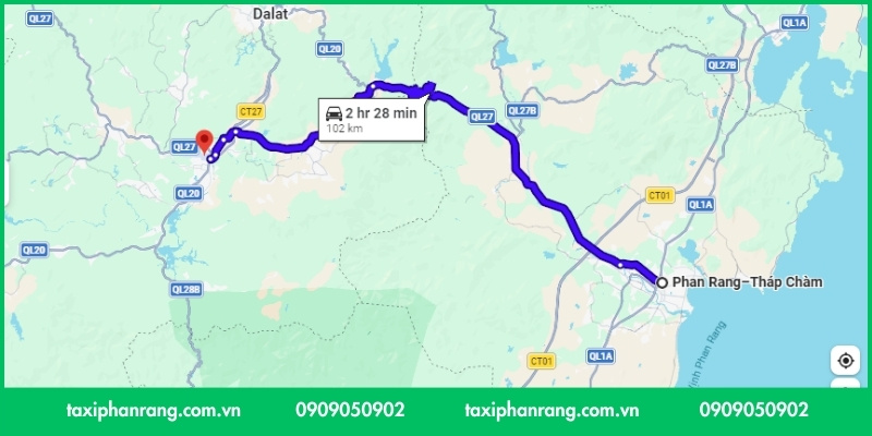 Tuyến đường từ sân bay Liên Khương qua đèo Ngoạn Mục đến trung tâm Phan Rang